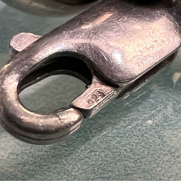 24” Vintage Sterling Silver and Black Bead Necklace - Picture 4 of 5